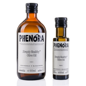 Phenora SIMPLY Healthy Olive Oil in 500 ml und 100 ml – mild und harmonisch, mindestens 400 mg/kg Olivenöl-Polyphenole